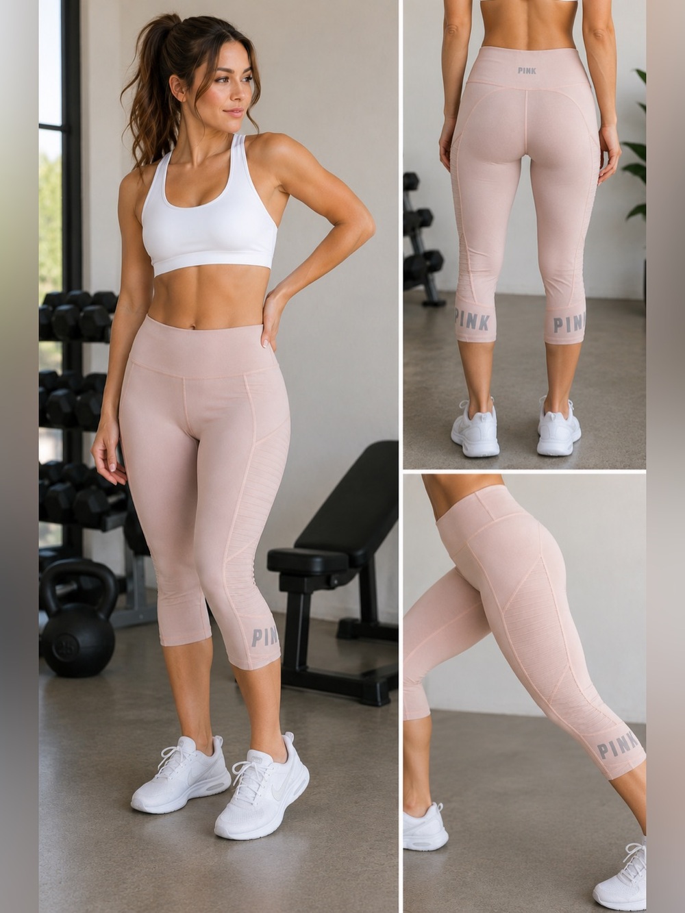 Victoria’s Secret PINK Blush Moto Capri Leggings Women’s Activewear Workout Pant